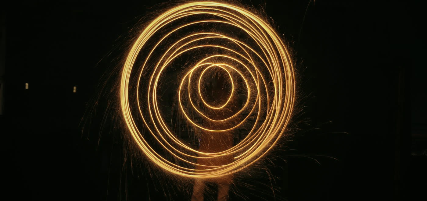 Abstract spiral of light on black
